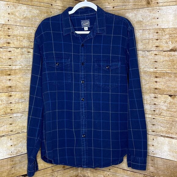 VINTAGE J.CREW BROKEN IN PREPPY GRUNGE CLASSIC CASUAL 90S COTTON FLANNEL SHIRT - Picture 1 of 2